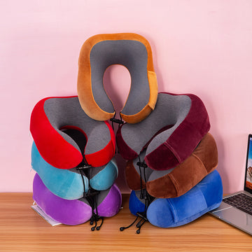 Memory Foam U-Shaped Travel Pillow | Cervical Support & Magnetic Cloth Design for Naps