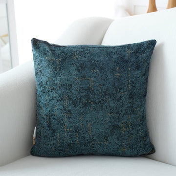 Denim Blue & Gold Chenille Decorative Throw Pillow